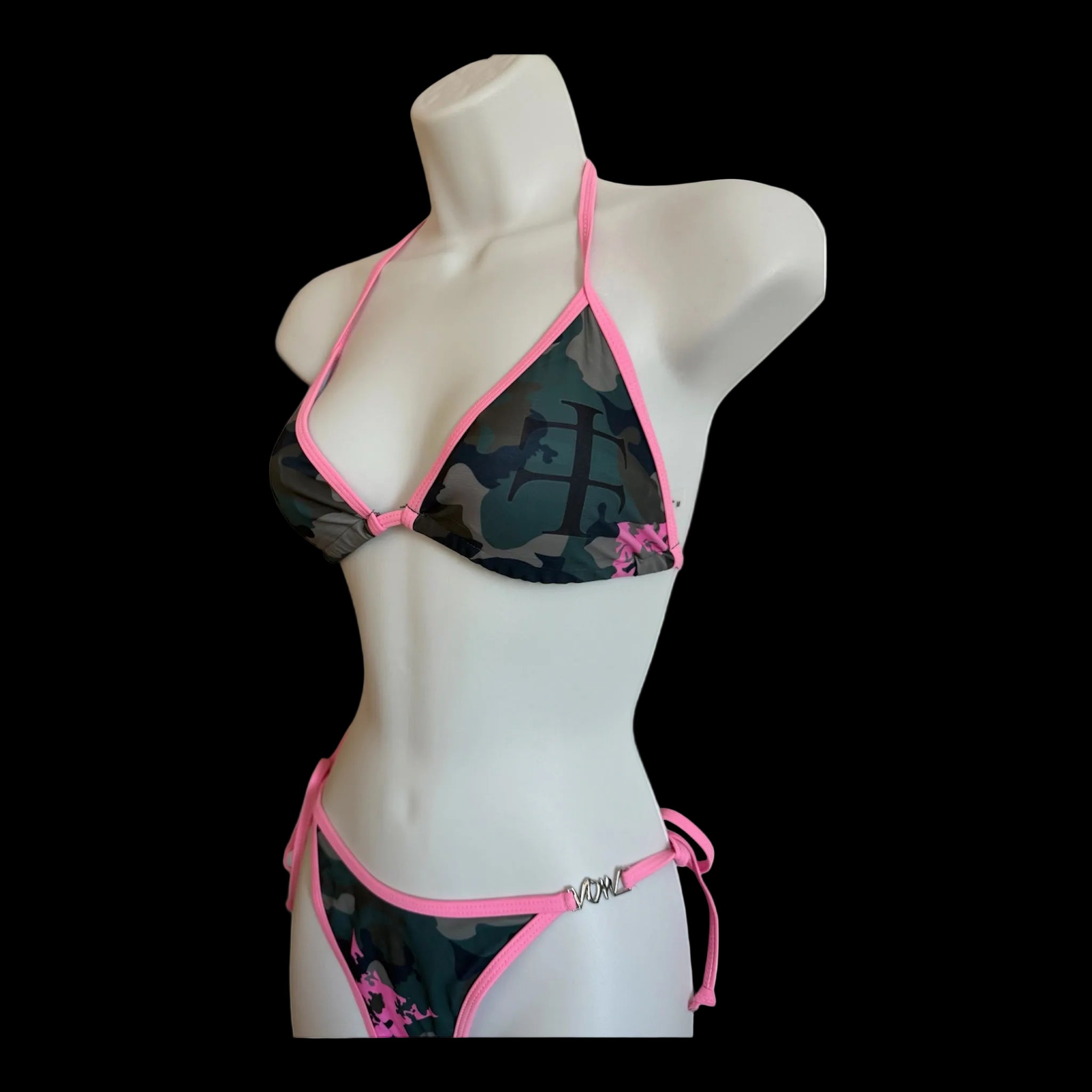 Baby pink and camo full set bikini