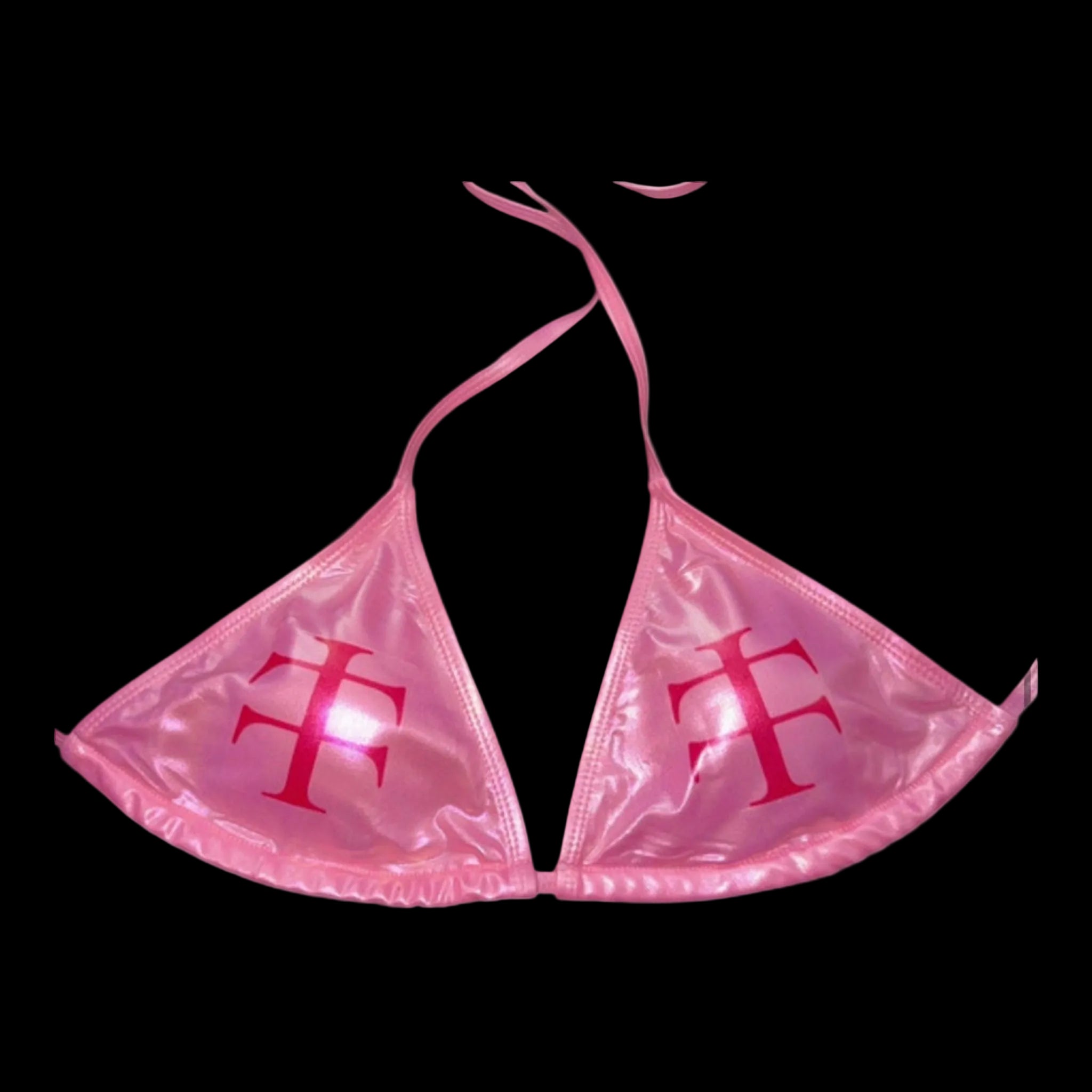 Hot pink metallic bikini top