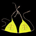 Yellow and cheetah print bikini top