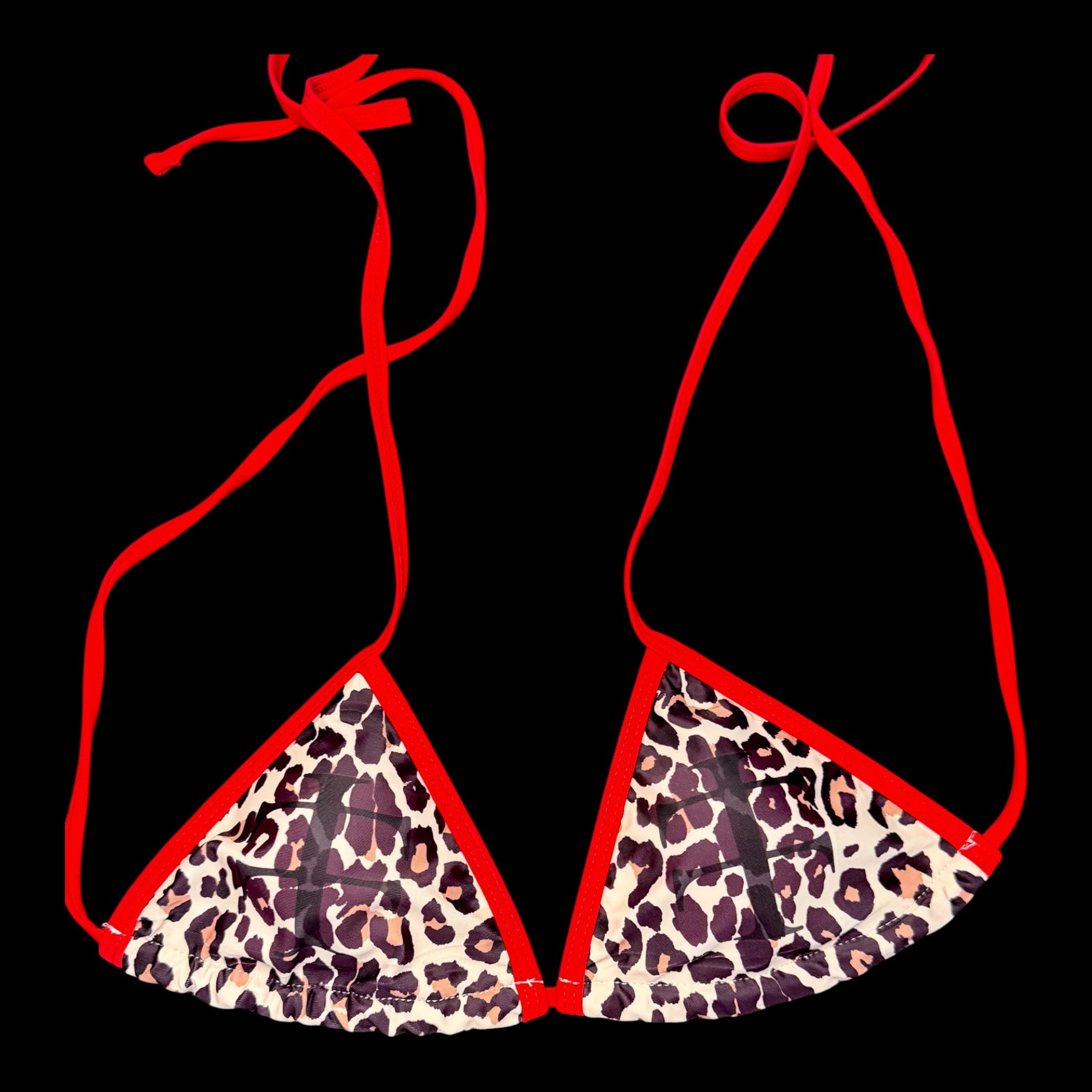 Red and cheetah print bikini top